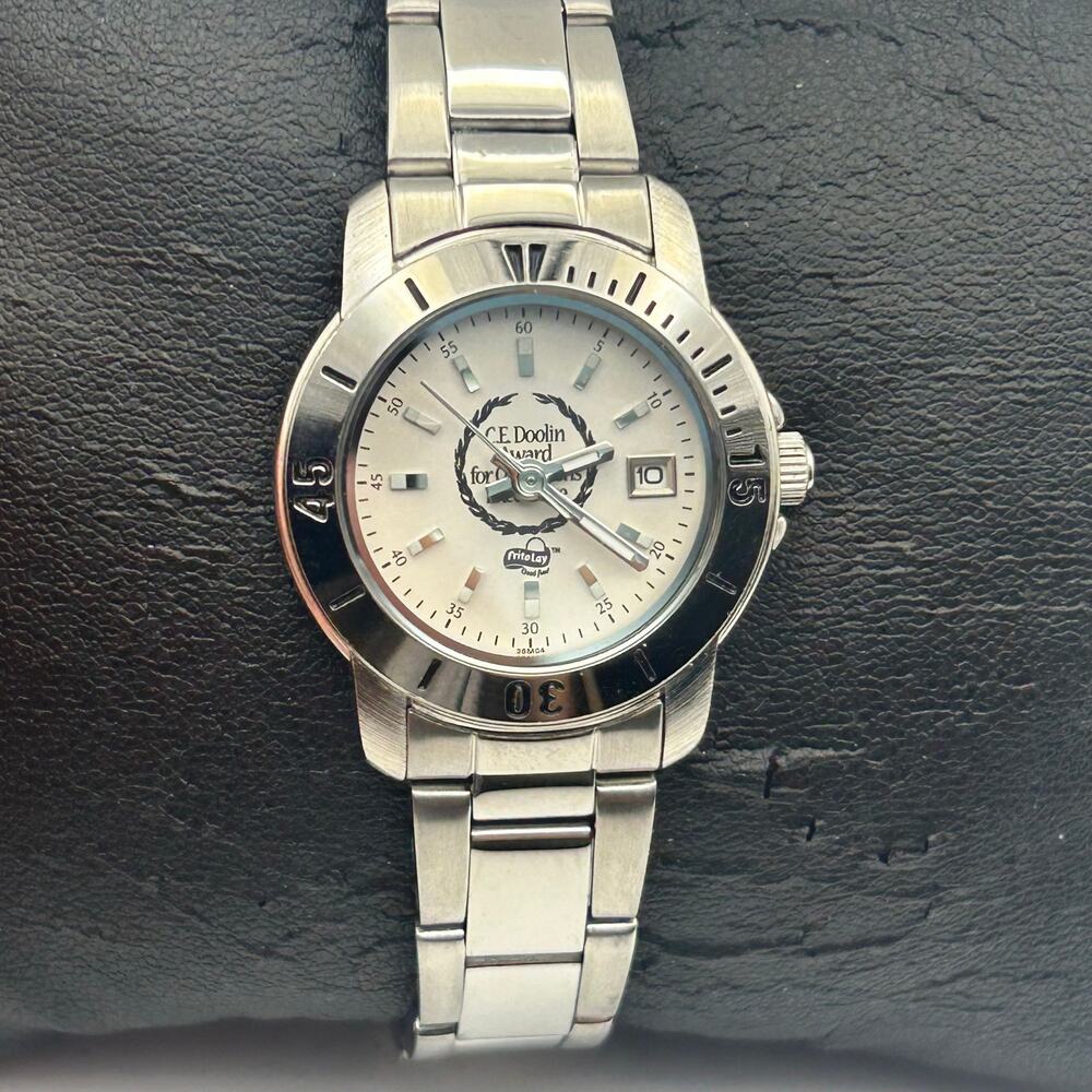 “C.E. Doolin Award" Silver Tone Stainless Steel Women’s Watch New Battery